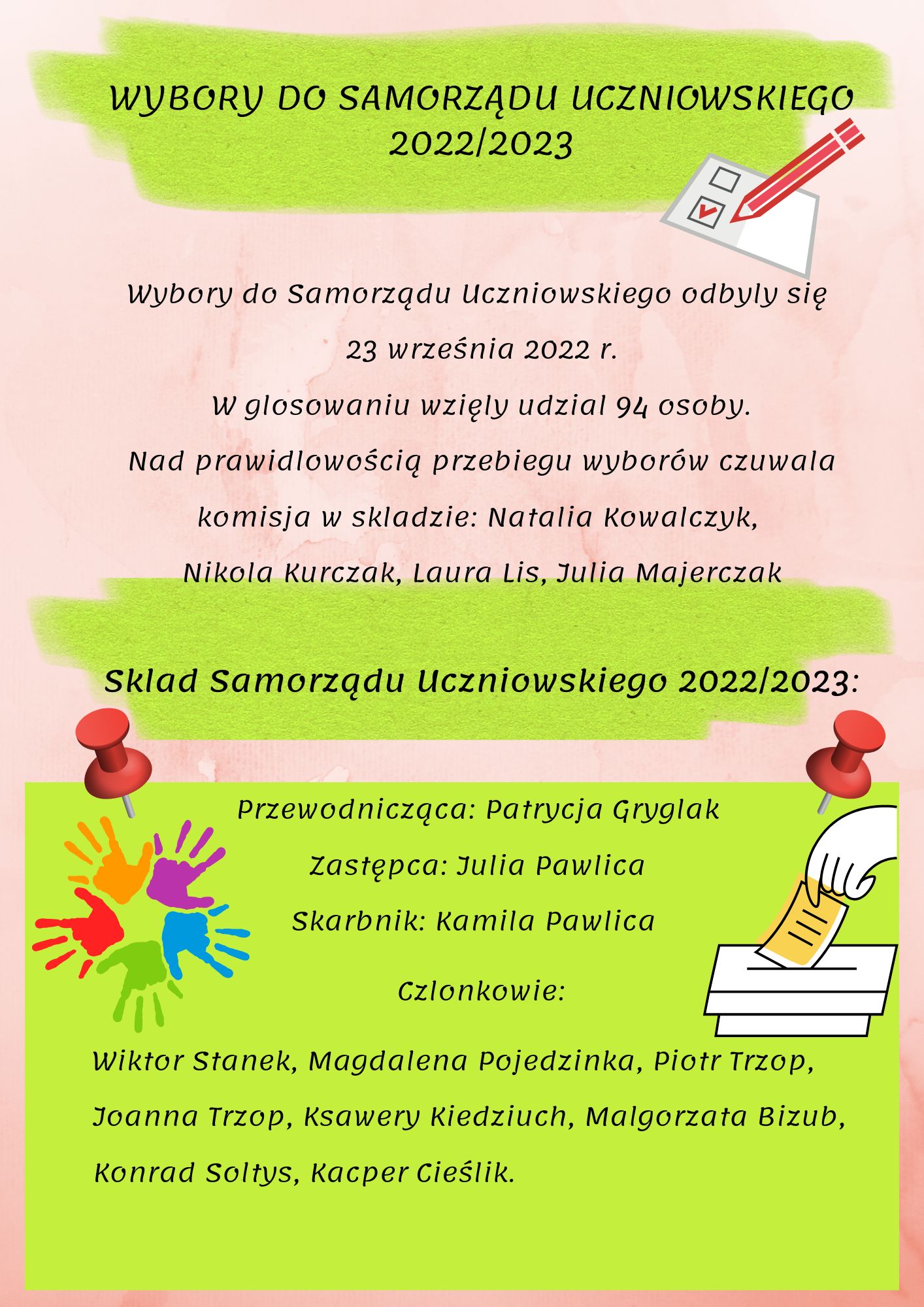 Wybory do Samorządu Uczniowskiego - plakat